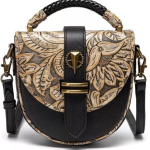 YQBUER Vintage Shoulder Messenger Bag Leather Embossed European and American Handbags (Size : 20cm-18cm-7cm)