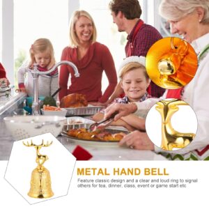 2 Pcs Rattle The Bell Service Hand Bell Exquisite Xmas Bell Metal Hand Bell Festive Bell Decorative Metal Bell Metal Decorative Bell Hand Bell Toy Call Bell Golden Hand Bell