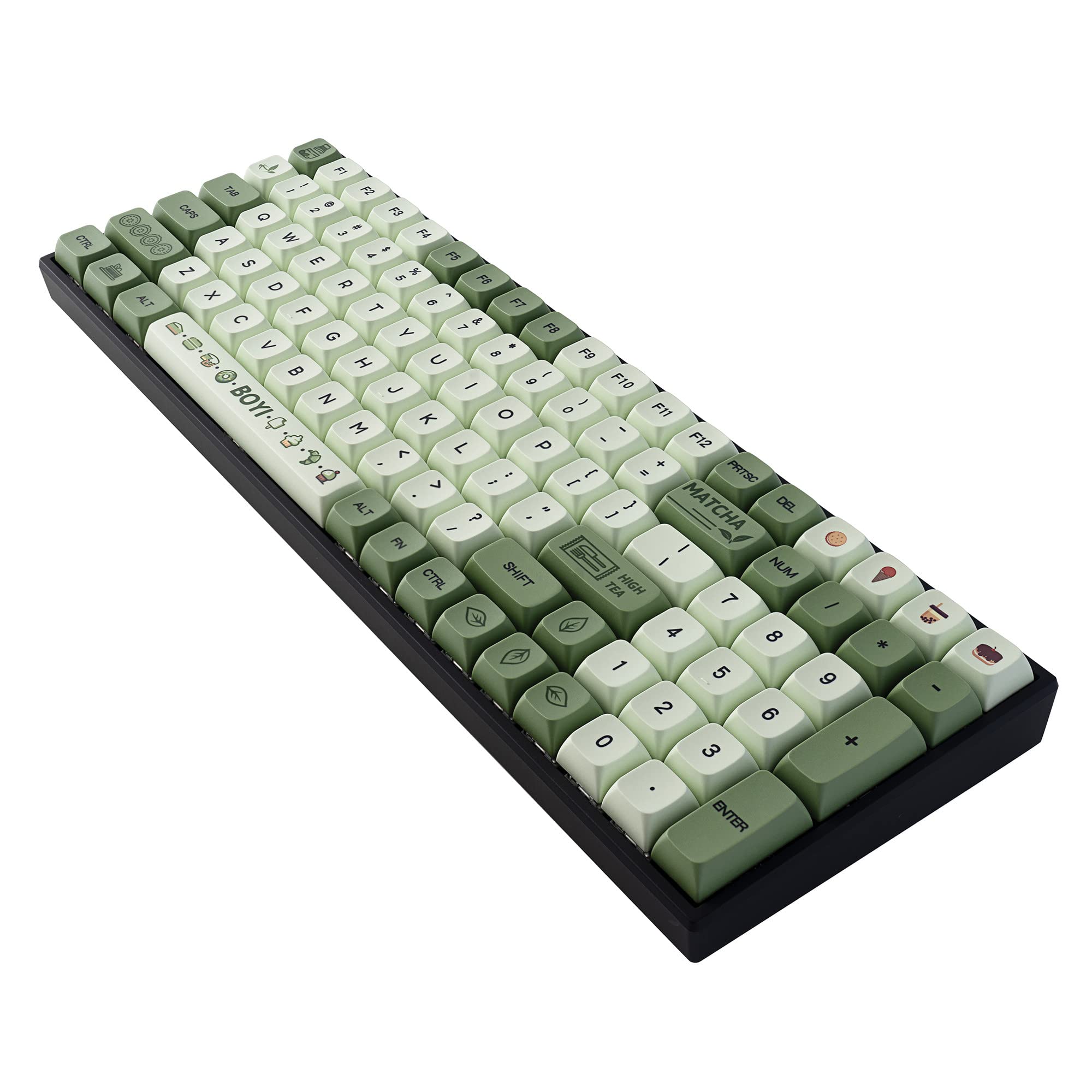 BOYI TK96 RGB Hot Swappable Wireless Matcha Keyboard,2.4Ghz/Bluetooth 5.0/Wired Keyboard N-Key Rollover Custom Gateron Yellow Switch Ergonomic Full Size Keyboard Green Gaming Keyboard