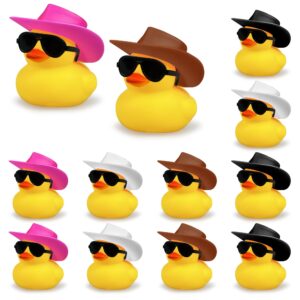 cowboy duck with hat and sunglasses mini duckies toys for birthday swimming party gift favor (design a)