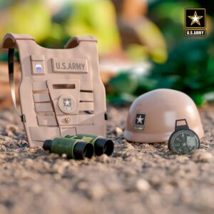 Lollipop United States Army Costume Accessories, Military Gear Toy Set - Combat Helmet, Tactical Vest, Binoculars & Radio Soldier Dress Up Prop