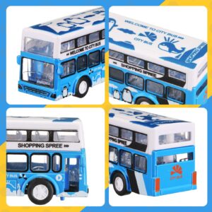 Hanaive 6 Pcs School Bus Toys Cars Set Die Cast Metal Little Cars City Bus Double Decker Friction Powered Cars Play Toys for Birthday Gift Vehicle with Opening Doors Education Bulk