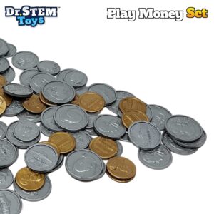 Dr. STEM Toys Play Money for Kids: Durable Boxed Set Provides 400 Pieces of Realistic Fake Money Bills & Fake Coins for Pretend Play, Helps Kids Learn Financial Responsibility & More