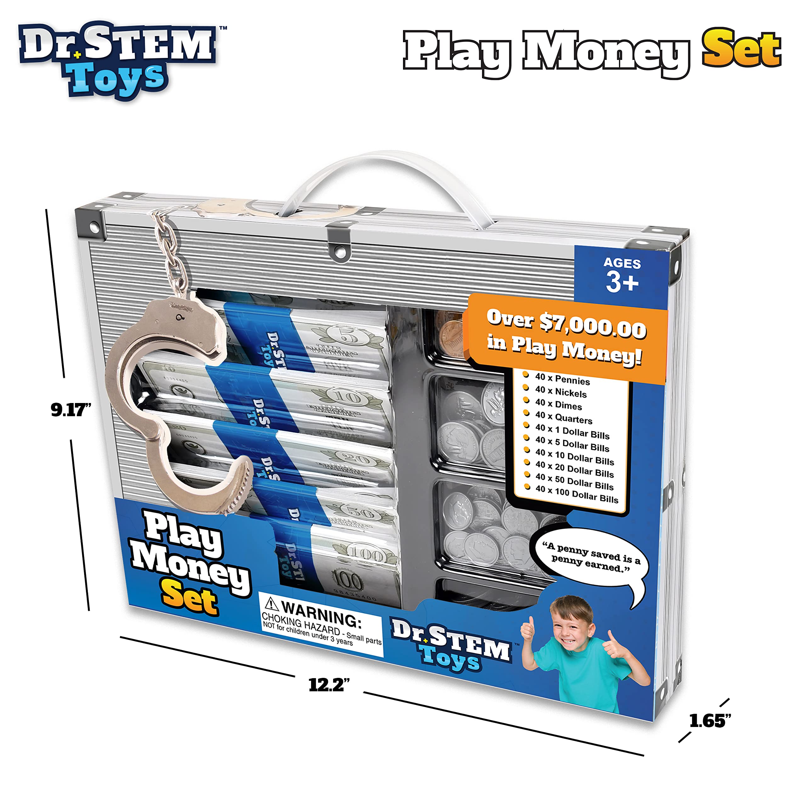 Dr. STEM Toys Play Money for Kids: Durable Boxed Set Provides 400 Pieces of Realistic Fake Money Bills & Fake Coins for Pretend Play, Helps Kids Learn Financial Responsibility & More