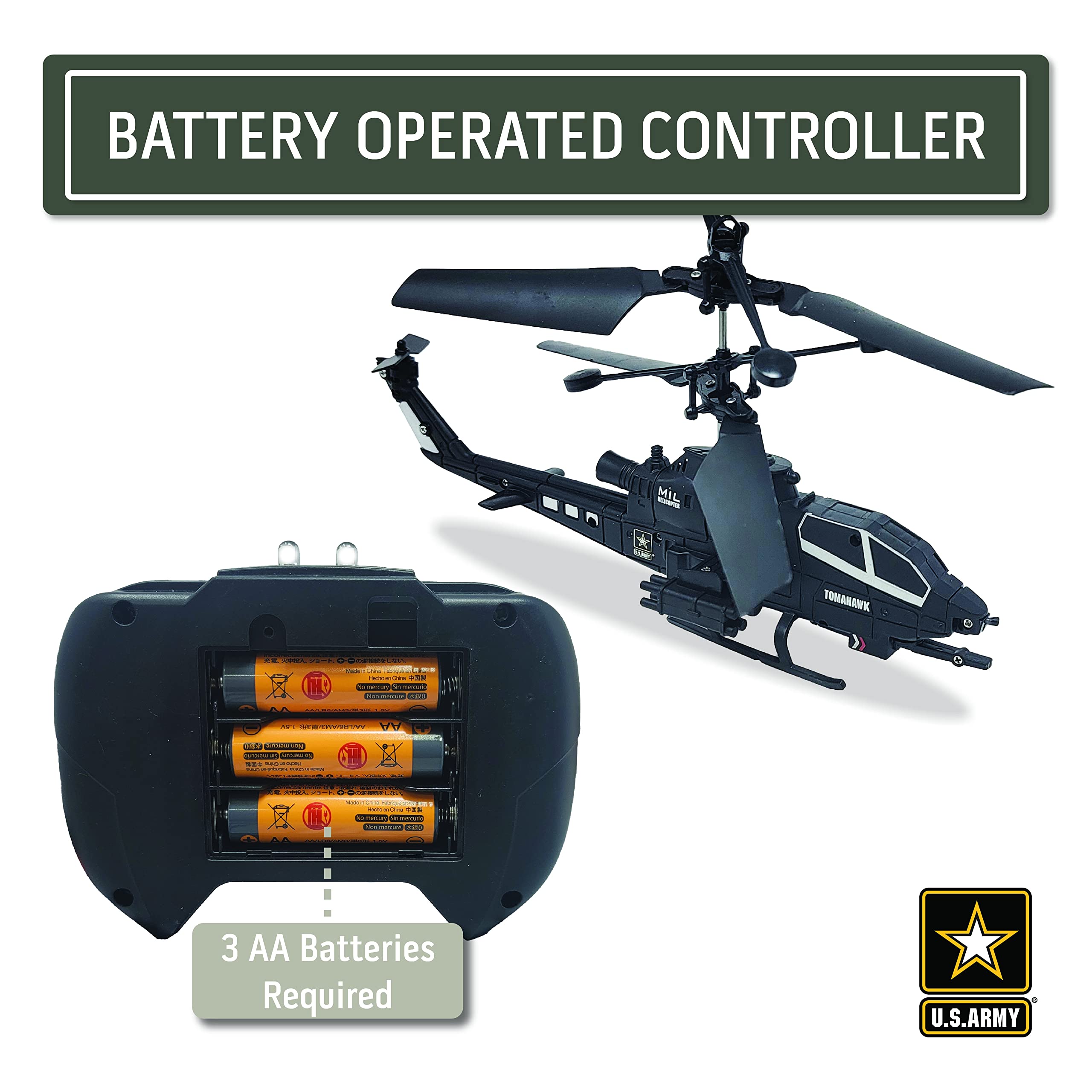 Lollipop United States Army Remote Control Tomahawk Helicopter Toy, Flying Radio Controlled Military Combat Copter Model, RC Planes for Kids