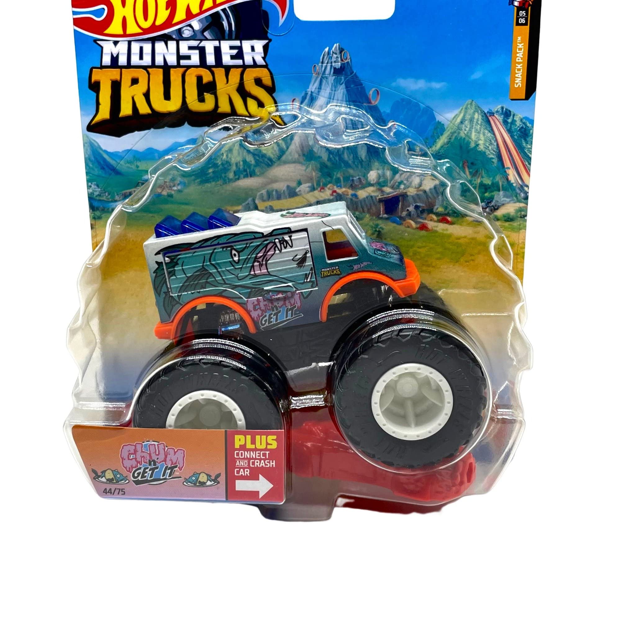 Monster Trucks Snack Pack Chum N Get It with Connect and Crash car 44/75 (1:64 Scale diecast Truck)