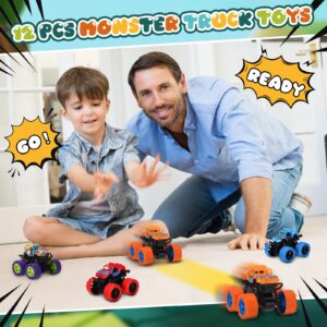 Jerify 12 Pack Trucks Mini Car Vehicles Toys for Kids Tiny Trucks Bulk for Toddlers Boys and Girls Birthday Party Ideal Gift(Cool Style)