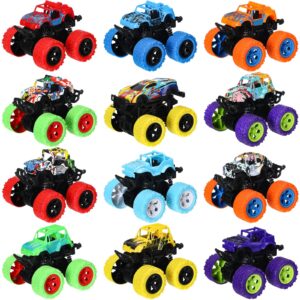 Jerify 12 Pack Trucks Mini Car Vehicles Toys for Kids Tiny Trucks Bulk for Toddlers Boys and Girls Birthday Party Ideal Gift(Cool Style)