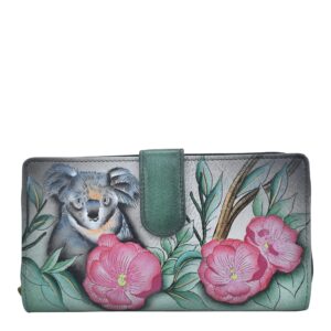 anna by anuschka women's hand painted genuine leather two fold wallet - cuddly koala