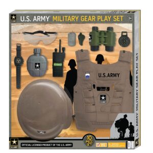 Lollipop United States Army Costume Accessories, Military Gear Toy Set - Combat Helmet, Tactical Vest, Binoculars & Radio Soldier Dress Up Prop