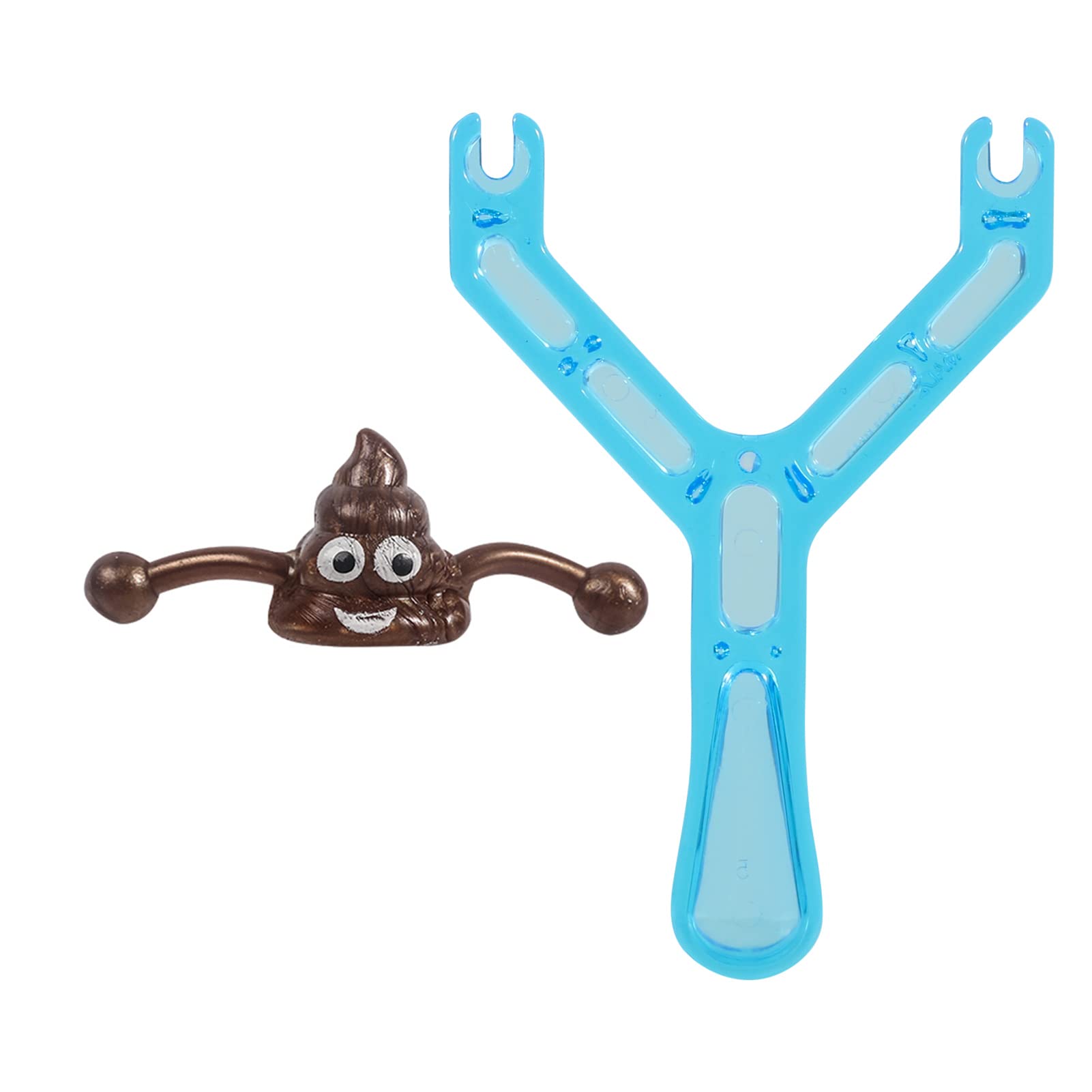 2Pcs Popular Catapult Poo Slingshot with 12pcs Poop Bullets, Venting Tricky Poop Slingshot Stress Relief Toy, Novetly Smiling Poop Face Emoticon Outdoor Toy for Kids and Adults