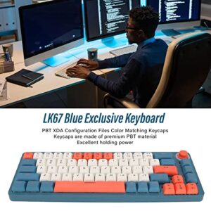 Gaming Keyboard, Multifunctional LK67 USB C Wired 67 Keys Mechanical Keyboard Comfortable Touch Blue for Work for Gaming (Silver Switch)