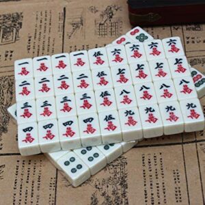 Florauspicious Chinese Mahjong Set, Traditional Majong Sets Chinese with 146PCS 0.87" x 0.59" x 0.47" Mini Mahjong Tiles, 2PCS Dot Dice & 6.7” Wooden Carry Case for Travel, Family Gathering, Party