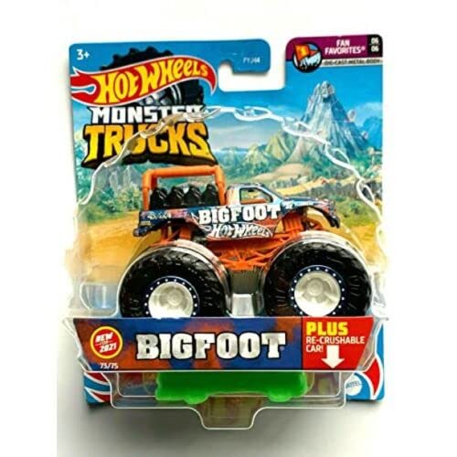 Monster Trucks Bigfoot Riding Truck with recrushable car (1:64 Scale)