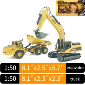 Excavator Toys Sturdy Metal Construction Vehicles Precisely Crafted Metal Excavator Perfect for Display and Play, 1:50 Scale Realistic Detail Classic Toys Indoor/Outdoor Play, Ideal Sand/Beach Toy