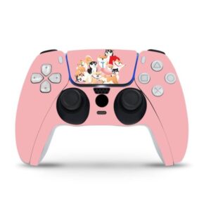 ZOOMHITSKINS Compatible with PS5 Digital Version (No Disk Version) Skin, Shiba Inu Pink Cute Dog Cartoon Anime, Durable, Bubble-Free, Precisely Cut