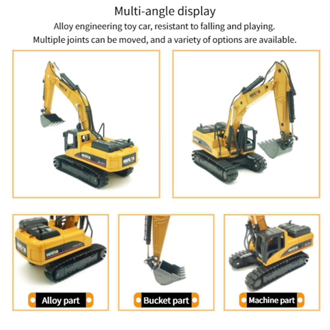 Excavator Toys Sturdy Metal Construction Vehicles Precisely Crafted Metal Excavator Perfect for Display and Play, 1:50 Scale Realistic Detail Classic Toys Indoor/Outdoor Play, Ideal Sand/Beach Toy