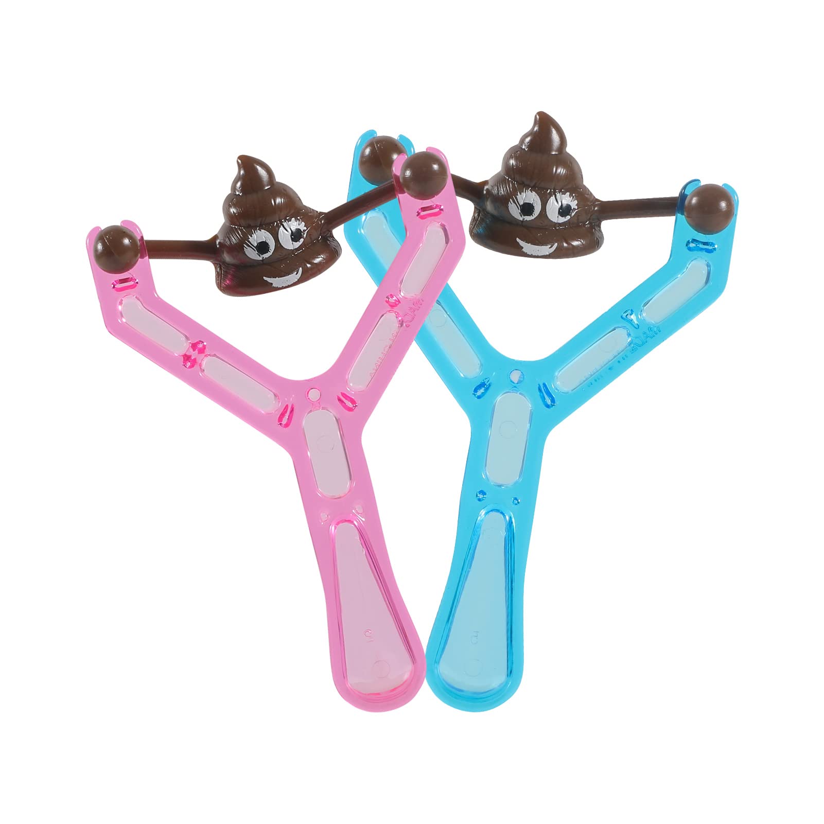 2Pcs Popular Catapult Poo Slingshot with 12pcs Poop Bullets, Venting Tricky Poop Slingshot Stress Relief Toy, Novetly Smiling Poop Face Emoticon Outdoor Toy for Kids and Adults