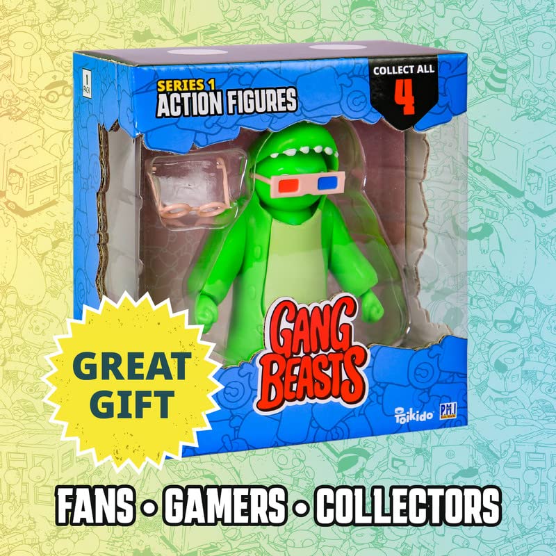 Gang Beasts Action Figures | Green | Collectible Toys. 6.5 Inch Kids Toys | Superhero Toys for Boys & Girls. 4 to Collect | Accessories | Official Gang Beasts Collectibles