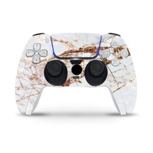 ZOOMHITSKINS Compatible with PS5 Digital Version (No Disk Version) Skin, Copper Gold Porcelaine White Vintage, Durable, Bubble-Free, Precisely Cut