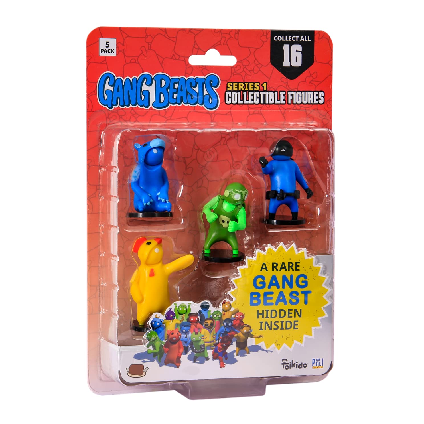 Gang Beasts Action Figures | Pack of Five | 2.5 Inch Figurines for Kids. Superhero Toys for Boys & Girls. Collect 16 Mini Toys | 1 Hidden Rare Character Official Gang Beasts Toys