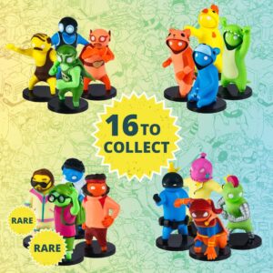 Gang Beasts Action Figures | Pack of Twelve | 2.5 Inch Figurines for Kids. Superhero Toys for Boys & Girls. Collect 16 Mini Toys | 1 Hidden Rare Character Official Gang Beasts Toys