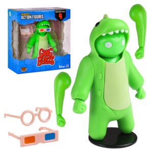 gang beasts action figures | green | collectible toys. 6.5 inch kids toys | superhero toys for boys & girls. 4 to collect | accessories | official gang beasts collectibles