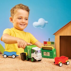 Little Tikes Let’s Go Cozy Coupe Garbage Truck Playset with Push and Play Vehicle for Floor or Tabletop Car Fun for Toddlers, Boys, Girls 3+ Years