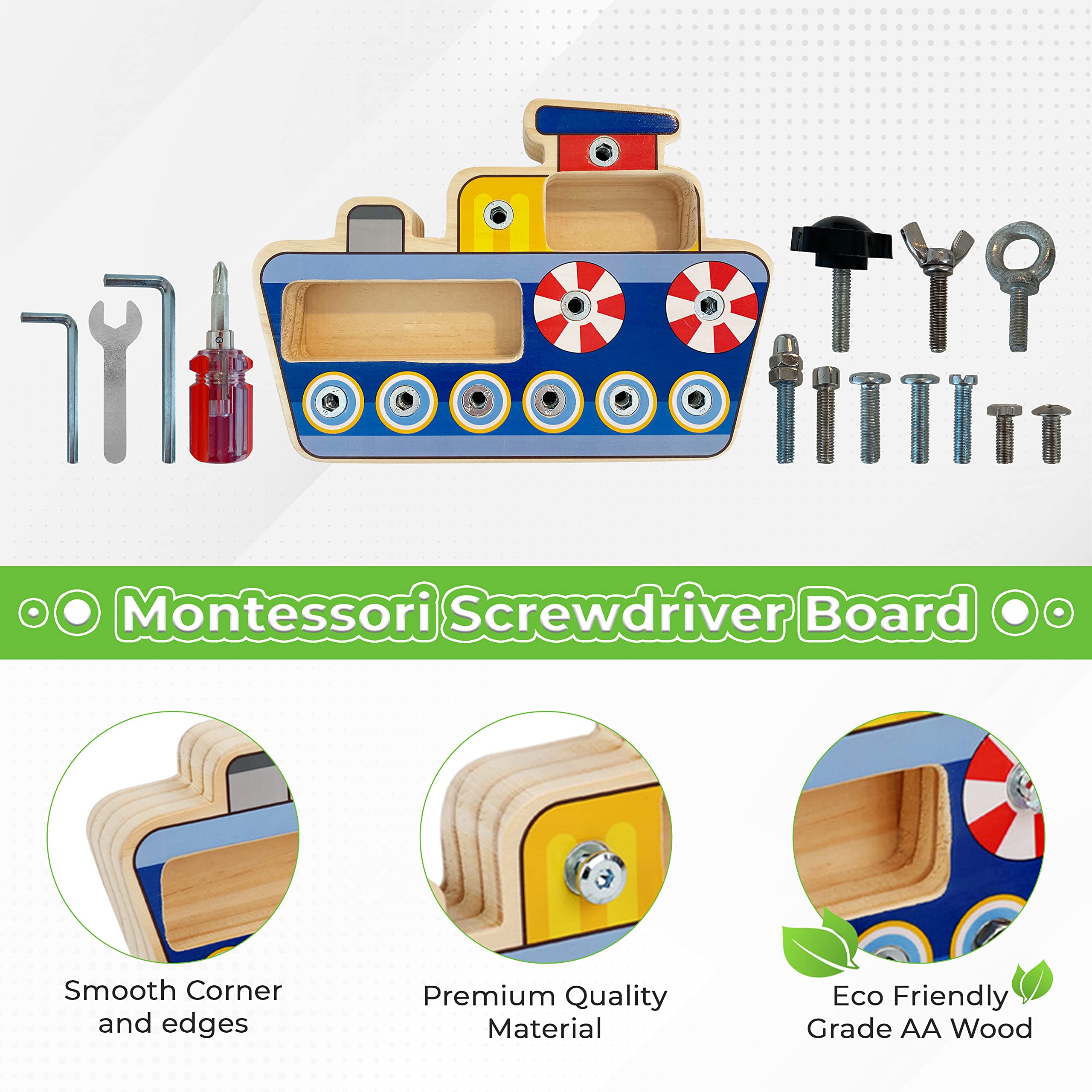 Ben&Min Montessori Screwdriver Board Set, Learning Education Toys, Montessori Busy Board, Wooden Toddlers Toys, Preschool Toys, Montessori Toys 3 Year Old, Preschool Learning Activities, Sensory Toys