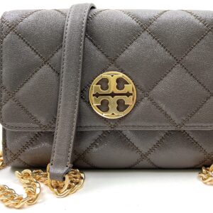 Tory Burch Willa Diamond Quilted Leather Women's Chain Wallet Crossbody Bag (Volcanic Stone)