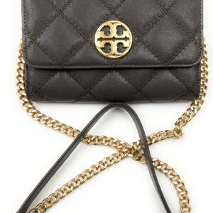 Tory Burch Willa Diamond Quilted Leather Women's Chain Wallet Crossbody Bag (Volcanic Stone)