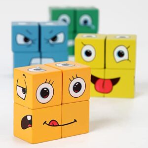 Wooden Face-Changing Cube Game Expressions Matching Block Puzzles Building Game Logical Educational Training Toys Birthday Gift Education Montessori Toys