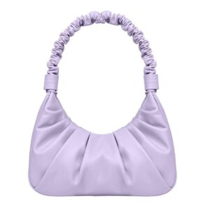 Classic Shoulder Bags for Women Cute Hobo Tote Mini Leather Handbag Clutch Purse Lightweight (Purple)