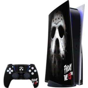 skinit decal gaming skin compatible with ps5 console and controller - officially licensed warner bros jason voorhees design