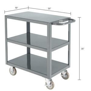 Global Industrial Steel Utility Cart w/2 Shelves, 1200 lb. Capacity, 30"L x 18"W x 35"H