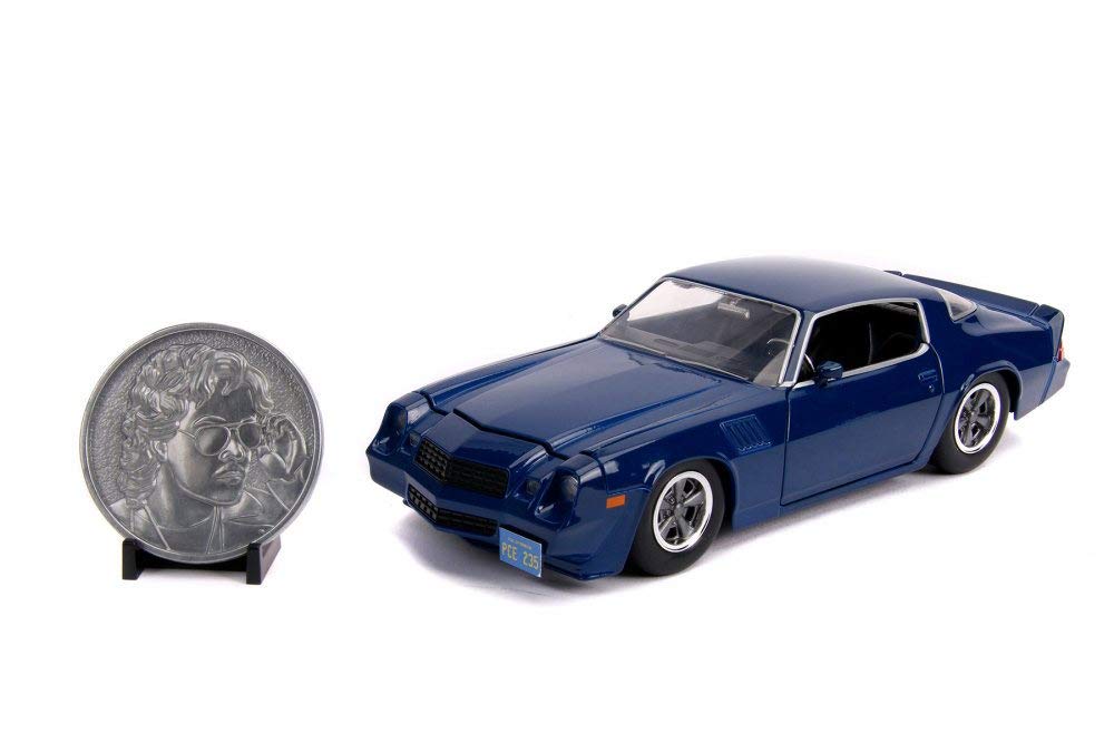 ModelToyCars Diecast Car w/Display Case - Chevy Camaro Z28 w/Collectible Coin, Stranger Things- Billy's Car - Jada 31110-1/24 Diecast Car