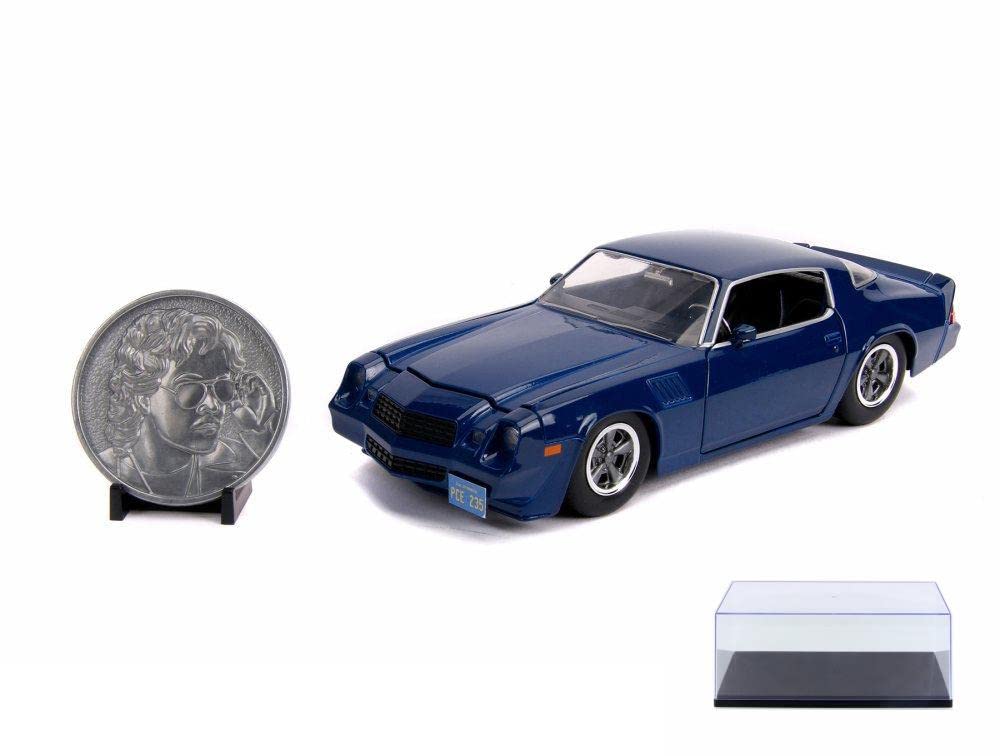 ModelToyCars Diecast Car w/Display Case - Chevy Camaro Z28 w/Collectible Coin, Stranger Things- Billy's Car - Jada 31110-1/24 Diecast Car