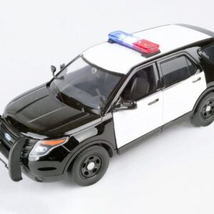 Diecast Car w/Display Case - 2015 Ford Unmarked Police Interceptor Utility w/Lights & Sounds, Black and White - Motor Max 79536-1/24 Scale Diecast Model Toy Car