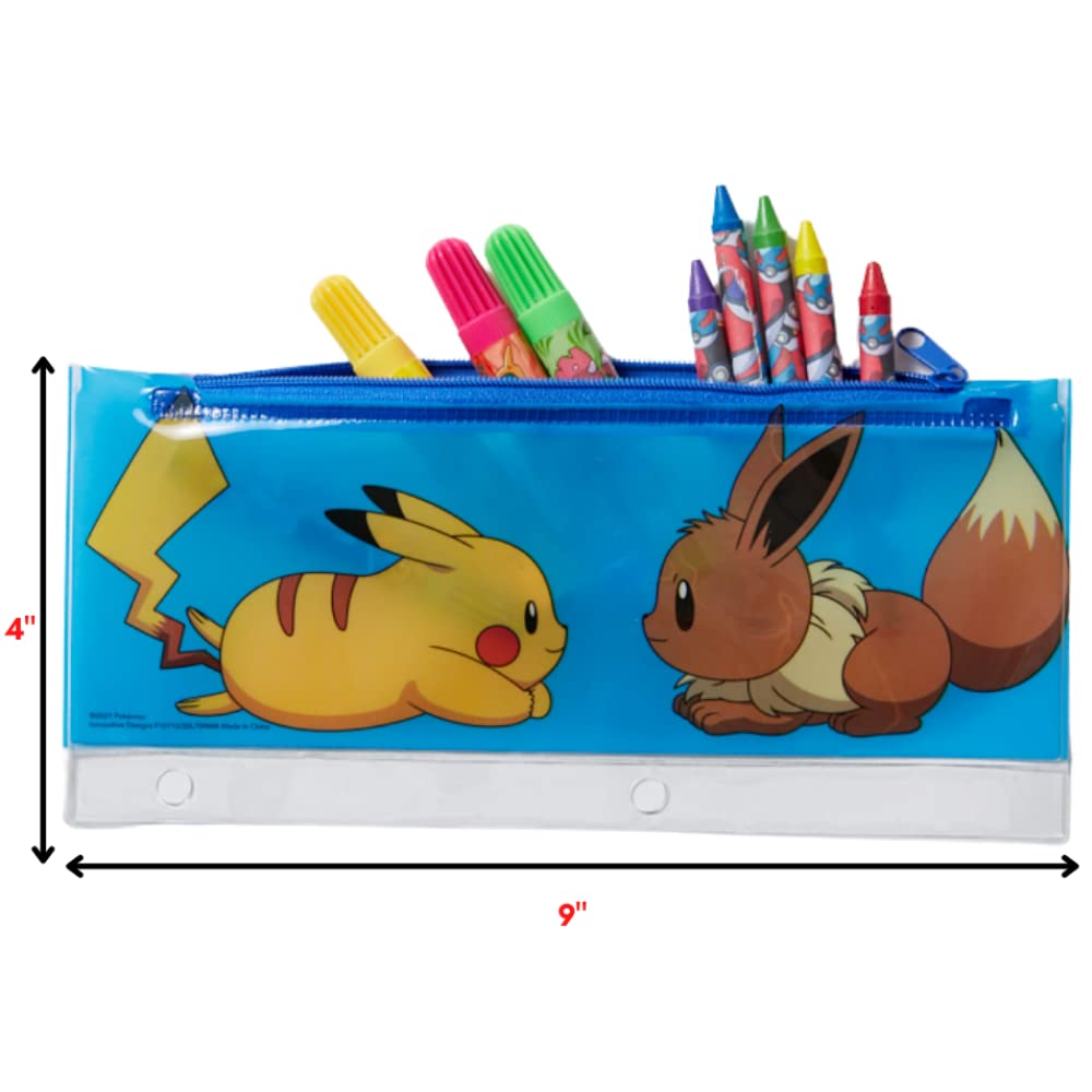 Innovative Designs Pokemon Kids Coloring Art and Sticker Set, 30 Pcs. & Craft Supplies with Pencil Case