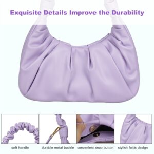 Classic Shoulder Bags for Women Cute Hobo Tote Mini Leather Handbag Clutch Purse Lightweight (Purple)