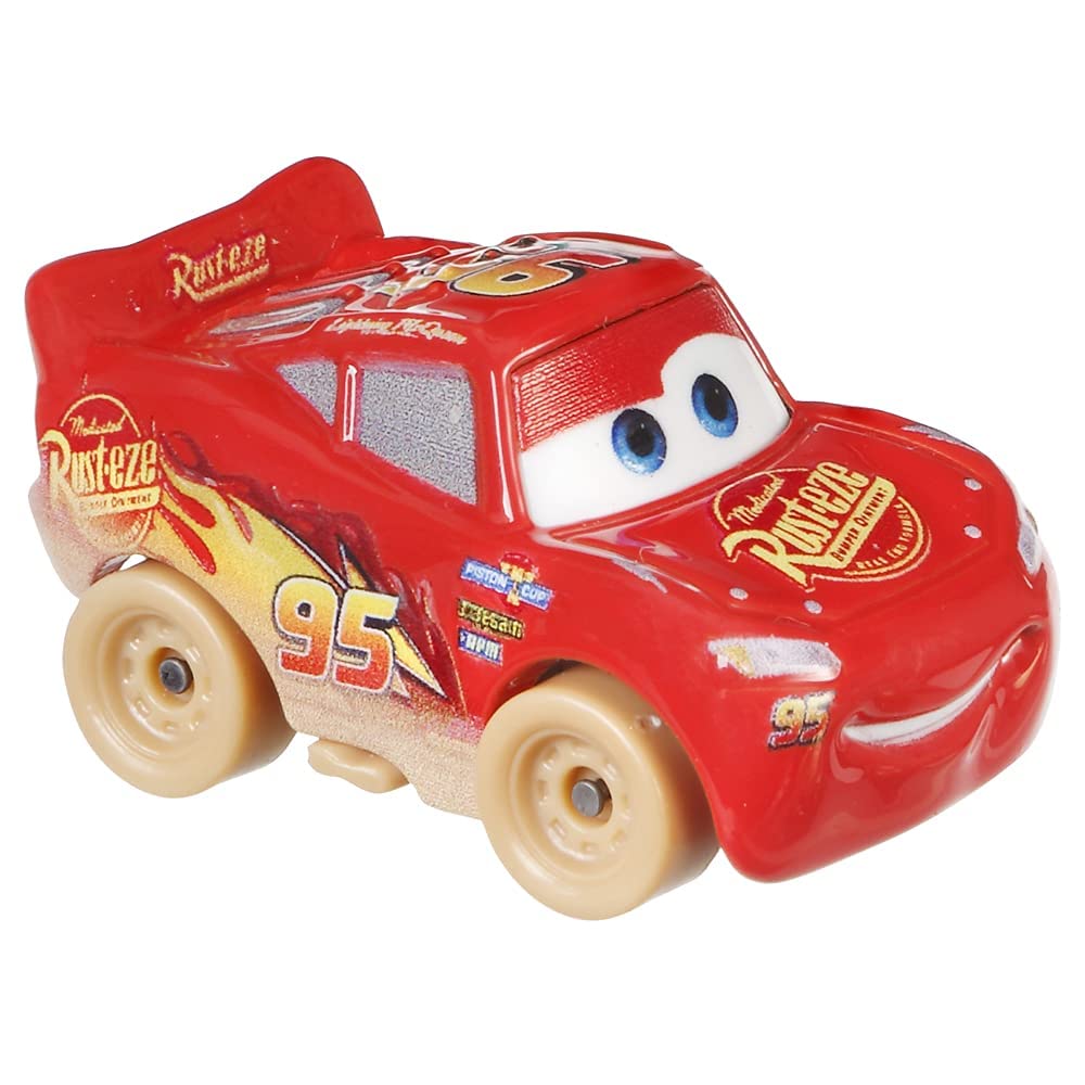 Cars Mini Racers Collectible Die-Cast Vehicle - FRR51 ~ Muddy Lightning McQueen Race Car ~ Red with Yellow Lightening Bolt ~ #95 on The Side