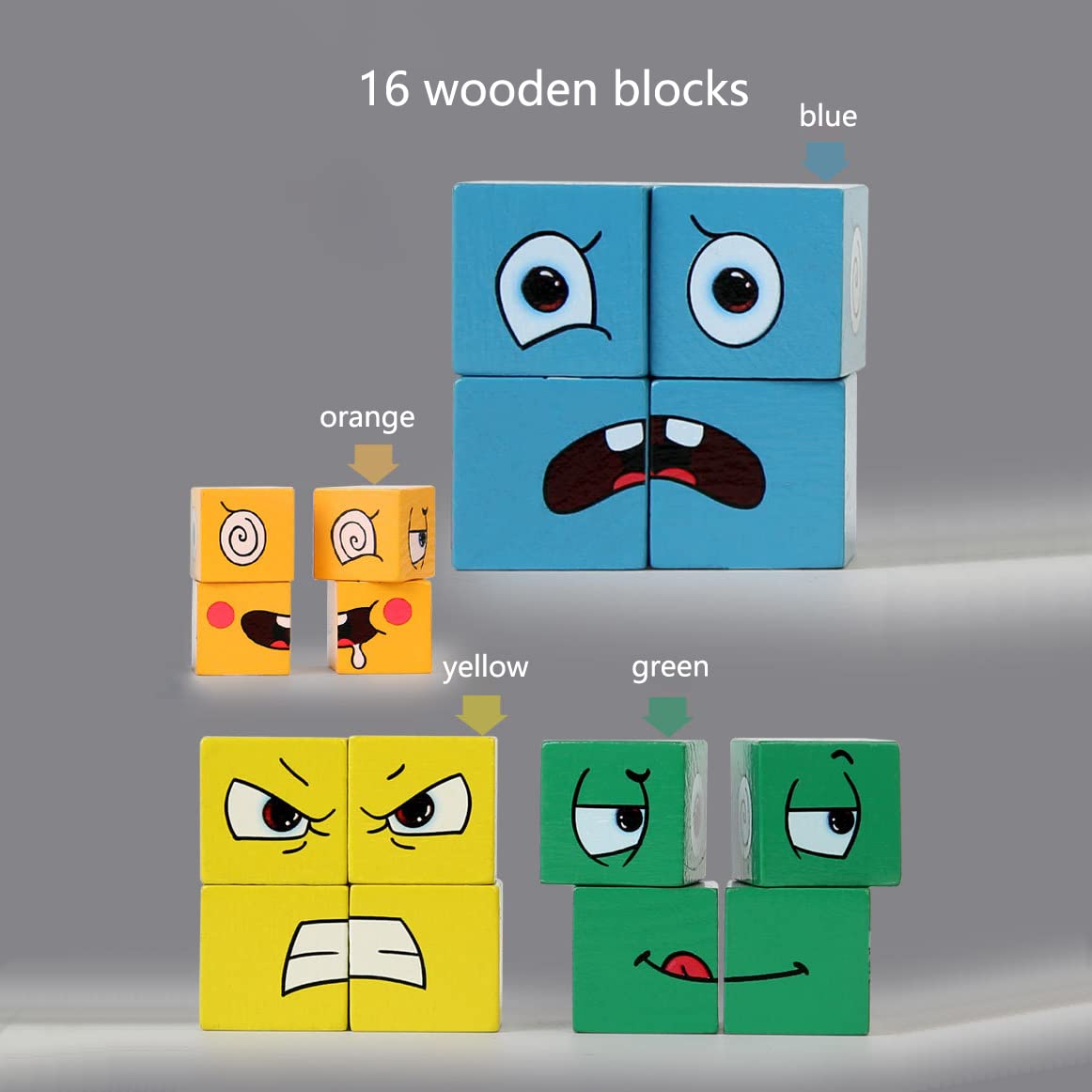 Wooden Face-Changing Cube Game Expressions Matching Block Puzzles Building Game Logical Educational Training Toys Birthday Gift Education Montessori Toys