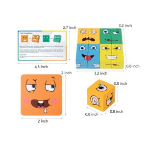 Wooden Face-Changing Cube Game Expressions Matching Block Puzzles Building Game Logical Educational Training Toys Birthday Gift Education Montessori Toys