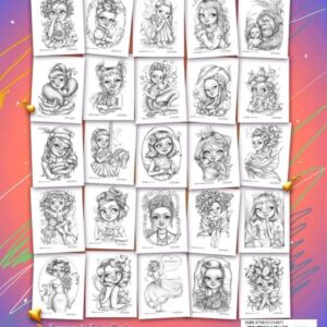 Fantasy and Fairy Cuties Grayscale Coloring Book 8: Coloring Book for All Ages, featuring Beautiful Cute Big Eyed Illustrations and More!