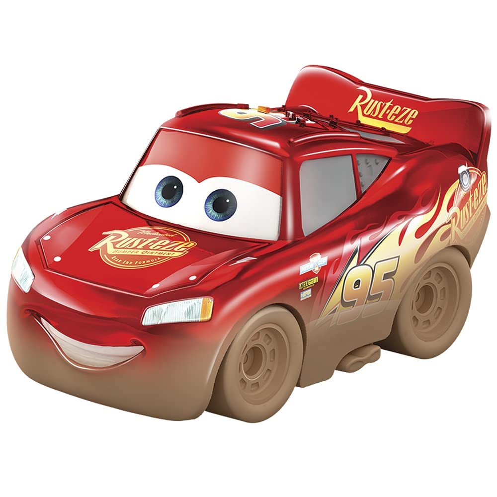 Cars Mini Racers Collectible Die-Cast Vehicle - FRR51 ~ Muddy Lightning McQueen Race Car ~ Red with Yellow Lightening Bolt ~ #95 on The Side