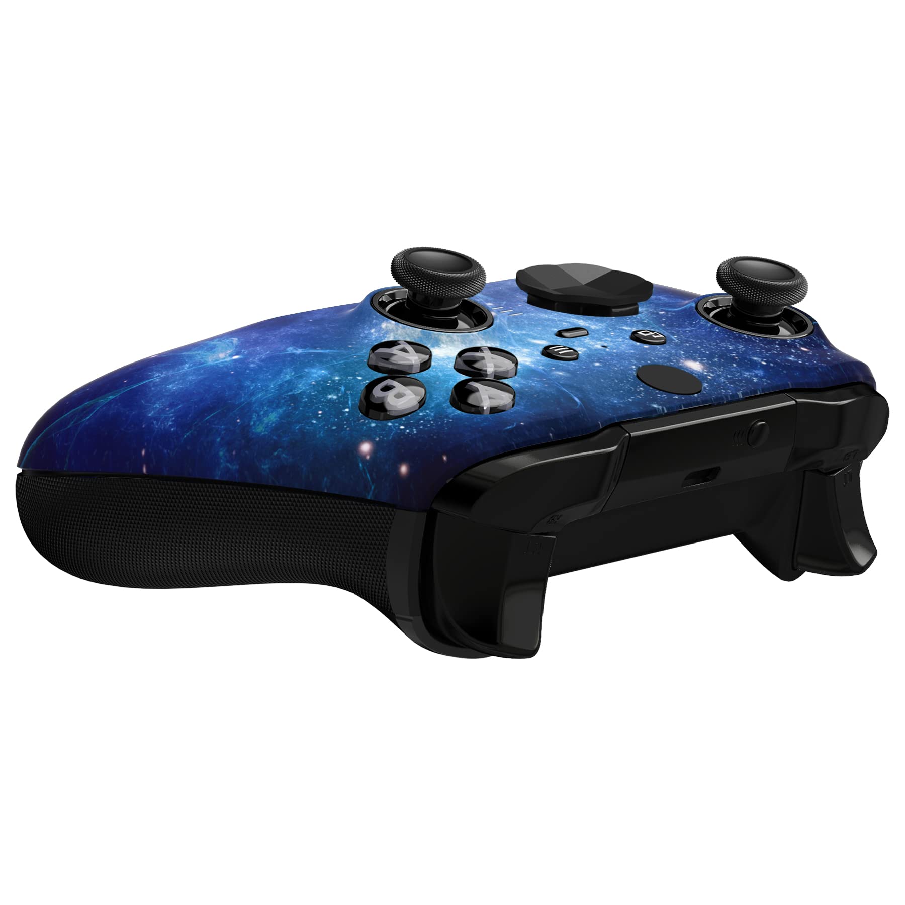 eXtremeRate Blue Nebula Replacement Faceplate Cover for Xbox One Elite Controller Series 2 (Model 1797), Soft Touch Front Housing Shell Case & Accent Rings for Xbox Elite Series 2 Core Controller