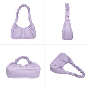 Classic Shoulder Bags for Women Cute Hobo Tote Mini Leather Handbag Clutch Purse Lightweight (Purple)