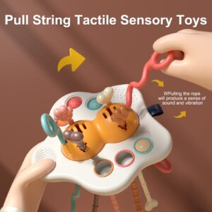 LZZAPJ Montessori Toys for 1 Year Old, Sensory Toys for Toddlers 1-3, Infant Pull String Car Seat Toys for Travel, Baby Teething Toy First Birthday Gift for Boys Girls Aged 6, 9, 12, 18 Months.