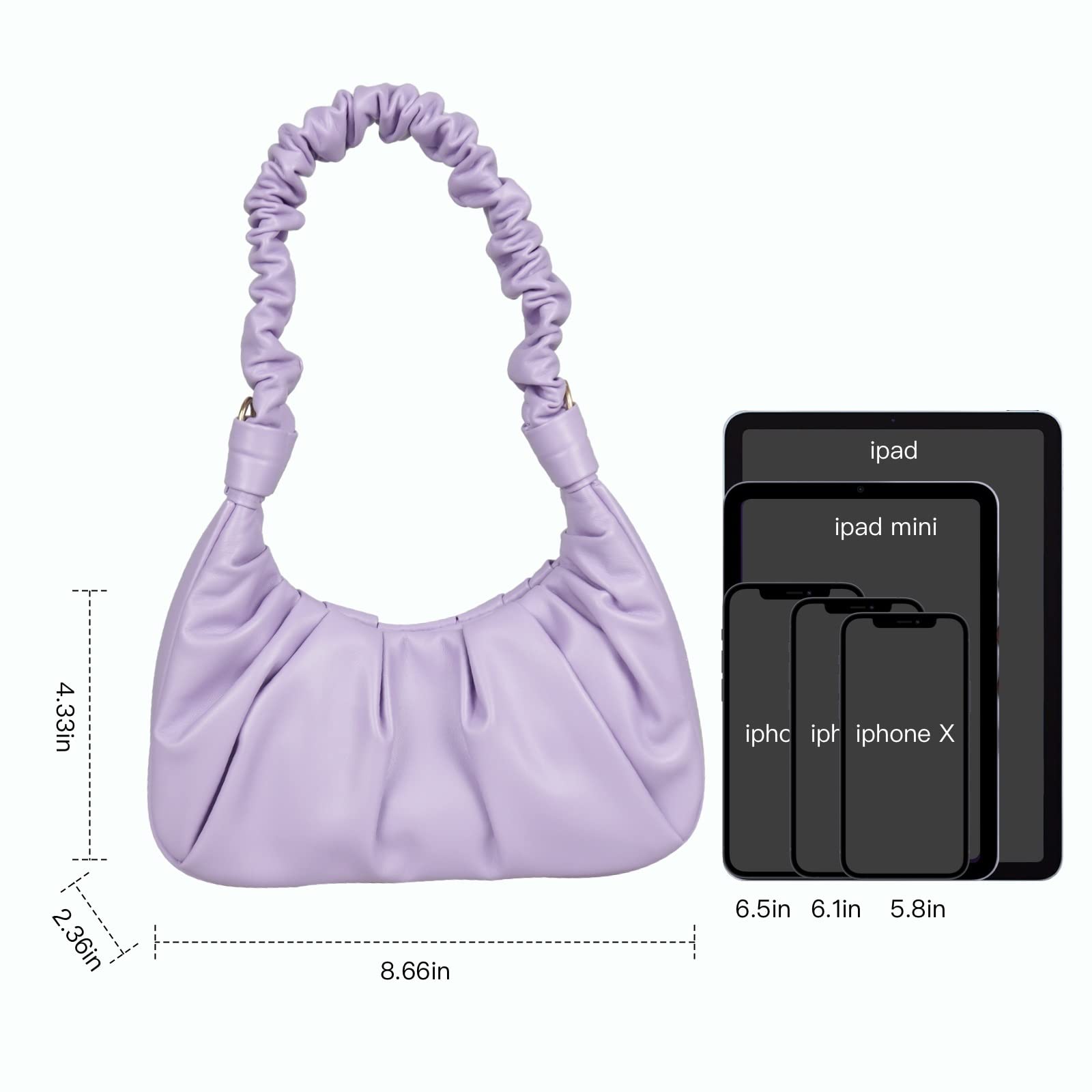 Classic Shoulder Bags for Women Cute Hobo Tote Mini Leather Handbag Clutch Purse Lightweight (Purple)