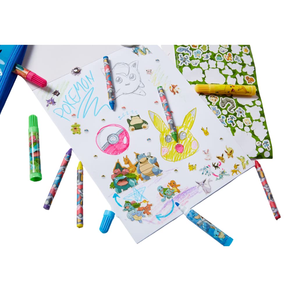 Innovative Designs Pokemon Kids Coloring Art and Sticker Set, 30 Pcs. & Craft Supplies with Pencil Case